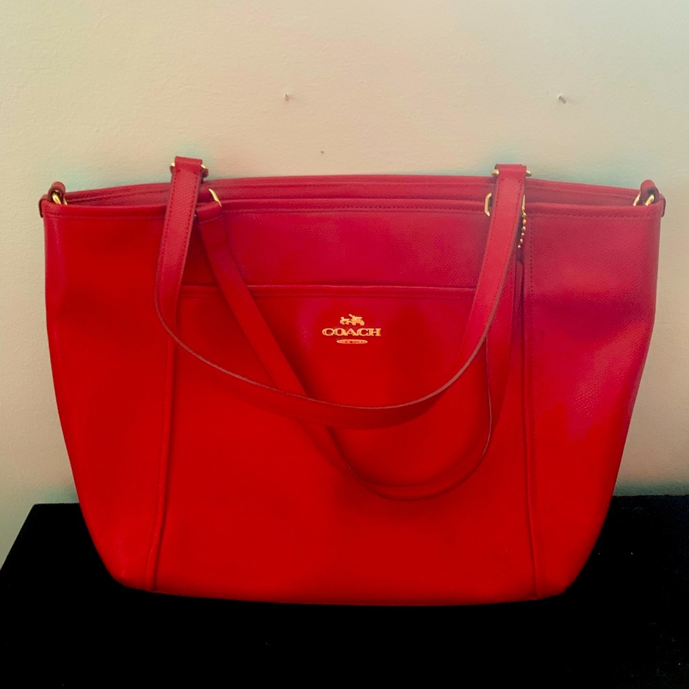 COACH Red Leather Tote Bag